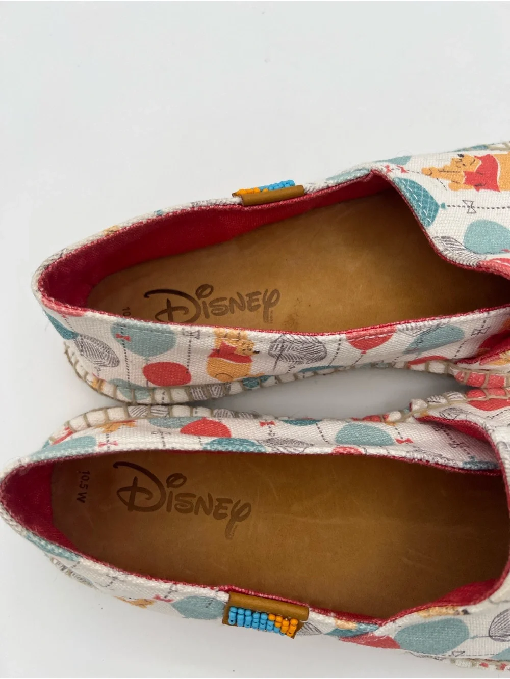 UBUNTU Disney Winnie The Pooh Canvas Slip On Espadrille Size 10.5 Balloon Print